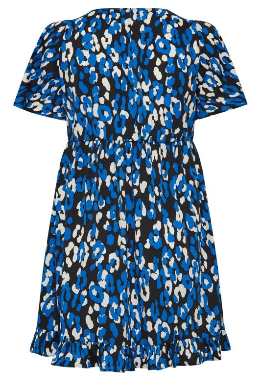 LIMITED COLLECTION Curve Plus Size Blue Leopard Print Mini Dress | Yours Clothing  7