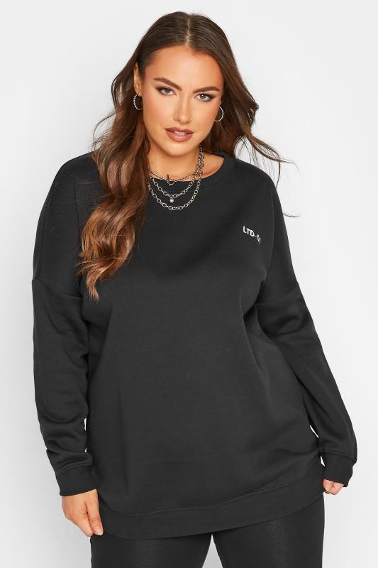 LIMITED COLLECTION Plus Size Black Soft Touch Logo Sweatshirt | Yours Clothing 4