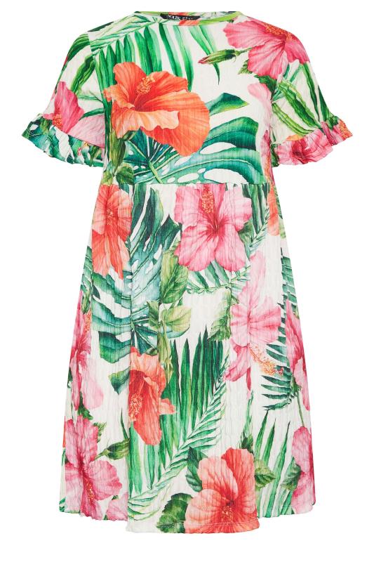 YOURS Curve White Tropical Floral Print Smock Tunic Dress | Yours Clothing 6