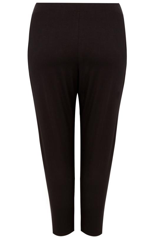 Plus Size Black Double Pleat Jersey Stretch Joggers | Yours Clothing 4