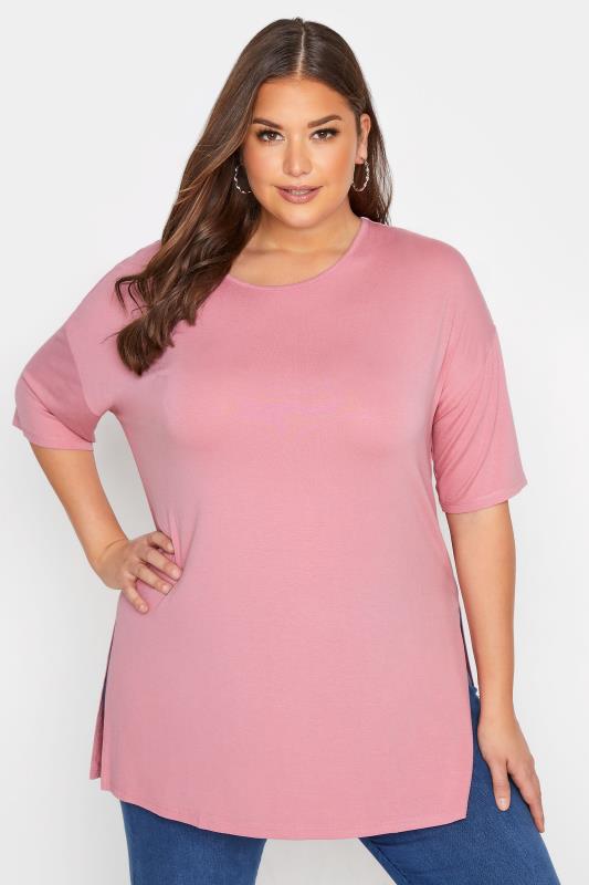 Plus Size Rose Pink Oversized T-Shirt | Yours Clothing  1