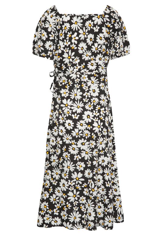 LTS Tall Women's Black Daisy Print Wrap Dress | Long Tall Sally 7