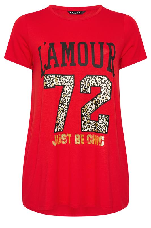 YOURS Plus Size Red 'L'Amour 72' T-shirt | Yours Clothing 5
