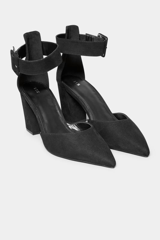 LTS Black Pointed Block Heel Court Shoes In Standard D Fit | Long Tall Sally 2