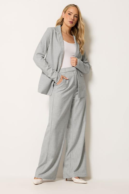  LTS Tall Light Grey Tailored Wide Leg Trousers