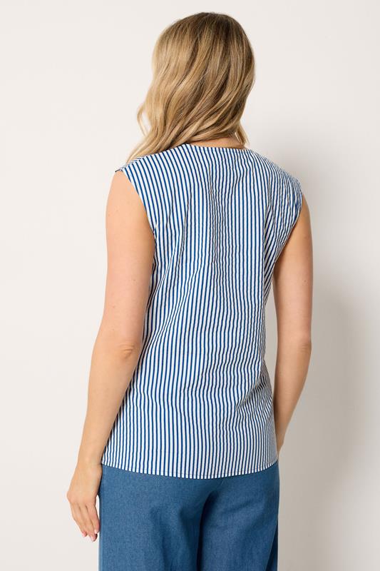LTS Tall Women's Blue Striped Cotton Waistcoat | Long Tall Sally 4