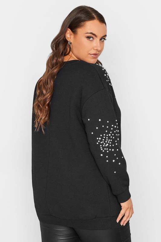 YOURS LUXURY Plus Size Curve Black Sequin Embellished Long Sleeve Sweatshirt | Yours Clothing  4