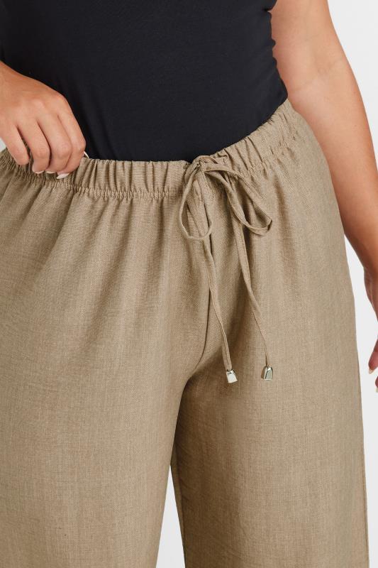 YOURS Plus Size Natural Brown Wide Leg Trousers | Yours Clothing  4