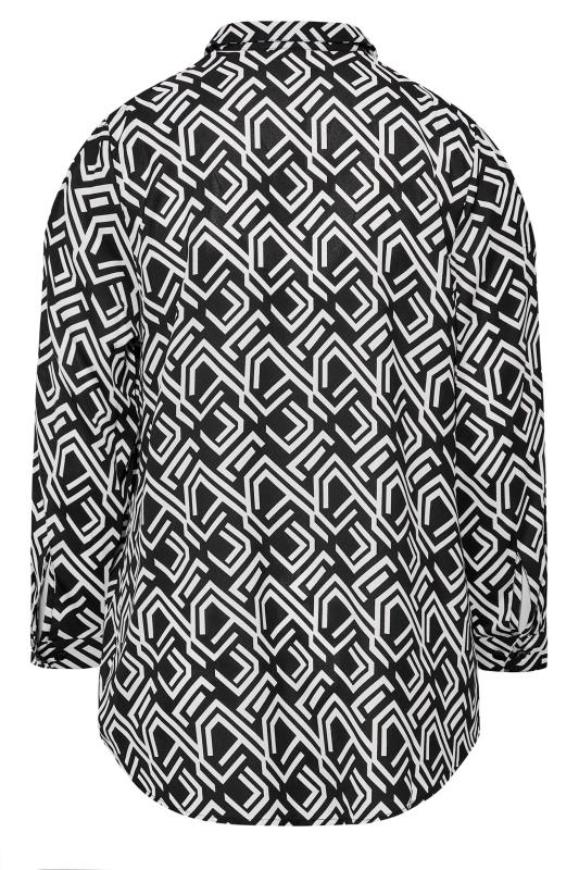Plus Size Black Geometric Print Cold Shoulder Shirt | Yours Clothing 7