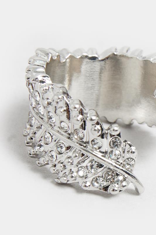 Silver Diamante Leaf Ring | Yours Clothing  3