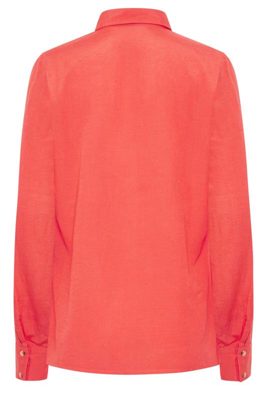 LTS Tall Coral Orange Long Sleeve Linen Blend Shirt | Long Tall Sally 7