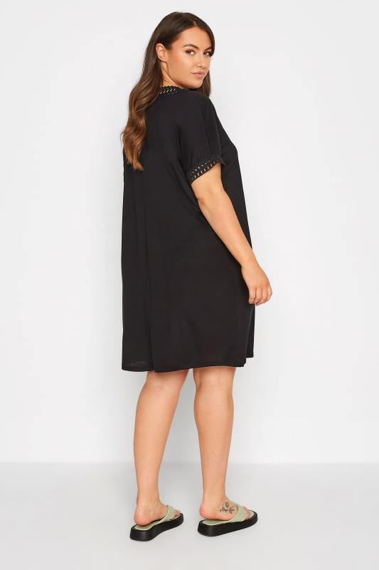 Plus Size Black Contrast Trim Tunic Dress | Yours Clothing 3