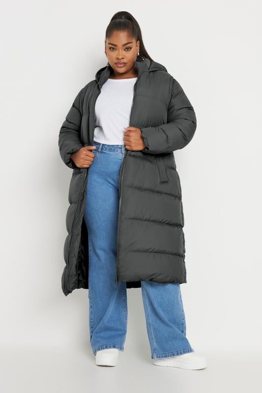 YOURS Plus Size Grey 2 In 1 Padded Longline Puffer Coat | Yours Clothing 2