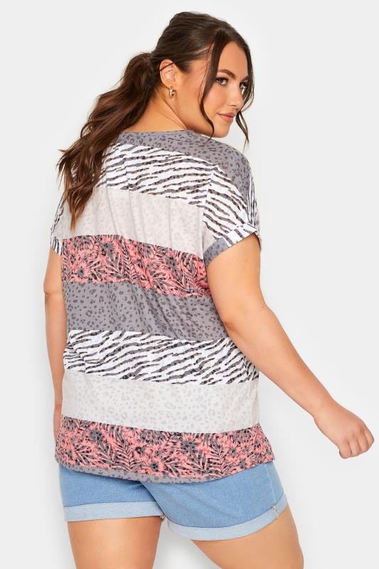 YOURS Curve Beige Brown Stripe Animal Print T-Shirt | Yours Clothing  3