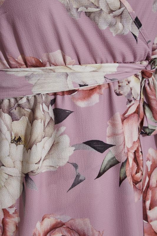 YOURS LONDON Curve Pink Floral Print Midi Wrap Dress 5