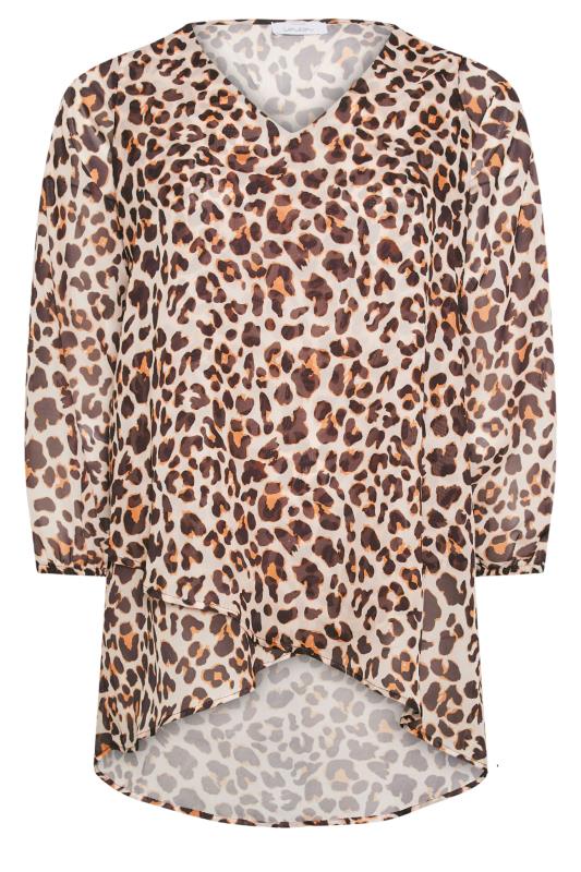 YOURS LONDON Plus Size Natural Brown Leopard Print Blouse | Yours Clothing 5