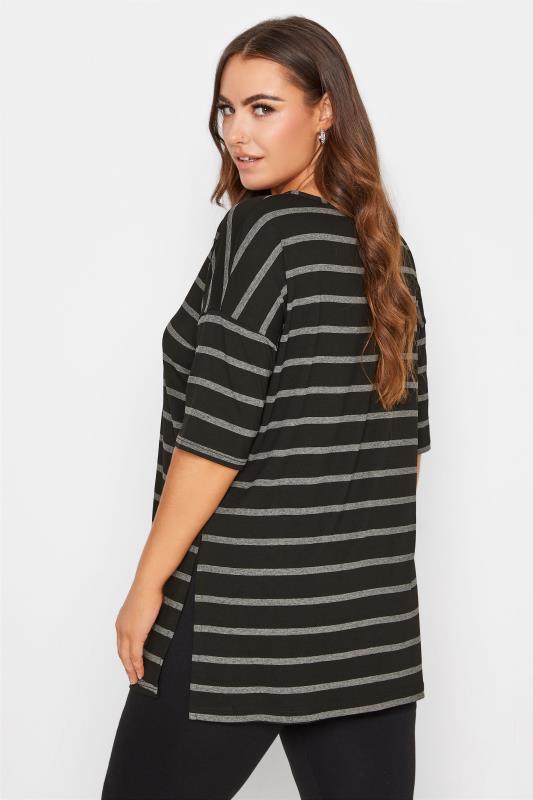 Curve Black & Grey Stripe Oversized T-Shirt 3