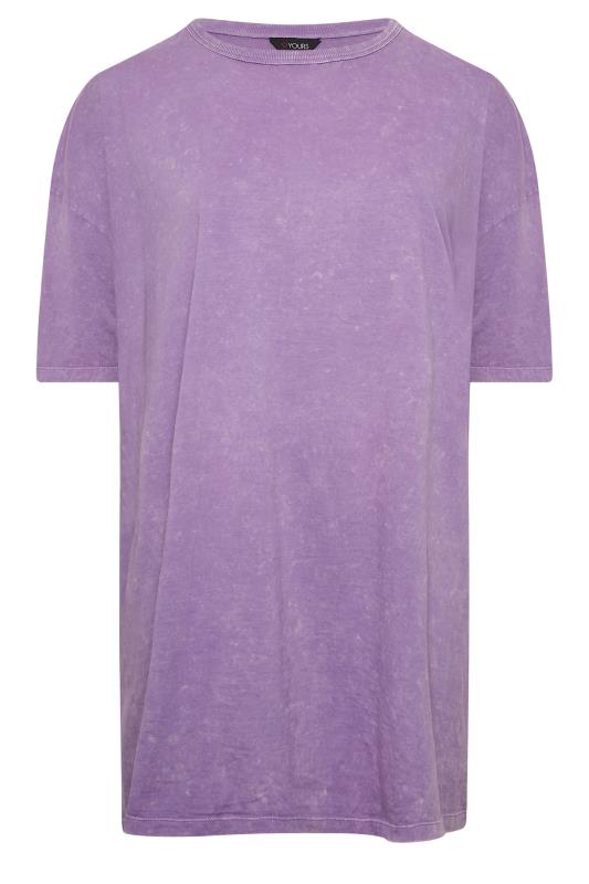 YOURS Plus Size Curve Purple Acid Wash Tunic T-Shirt | Yours Clothing  6