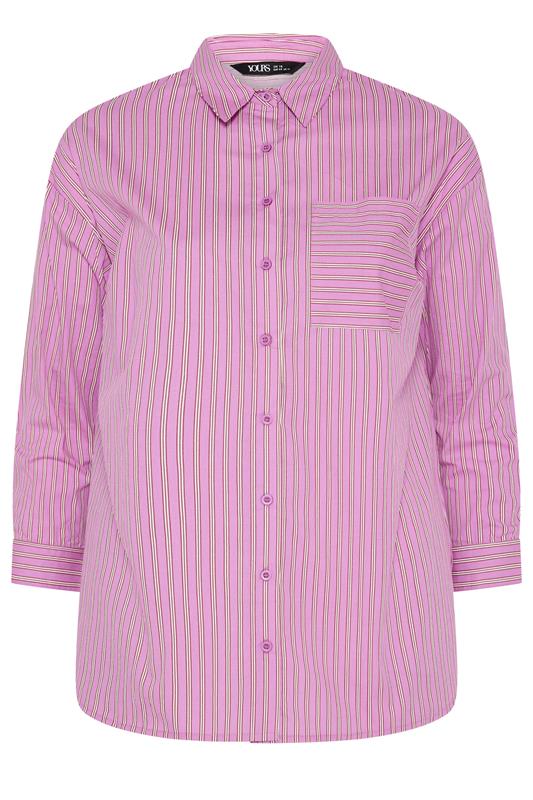 YOURS Plus Size Pink Stripe Button Through Shirt | Yours Clothing 7