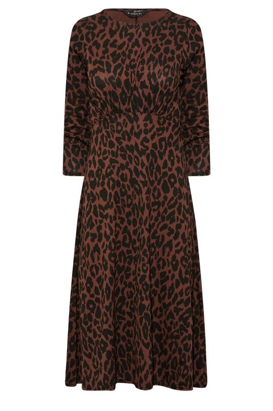 Petite Brown Leopard Print Midi Dress 6