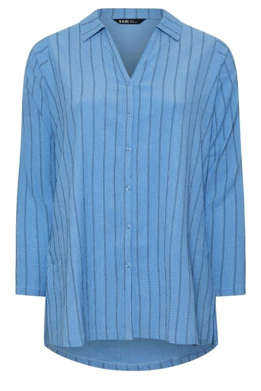 YOURS Plus Size Blue Textured Pinstripe Shirt | Yours Clothing  5