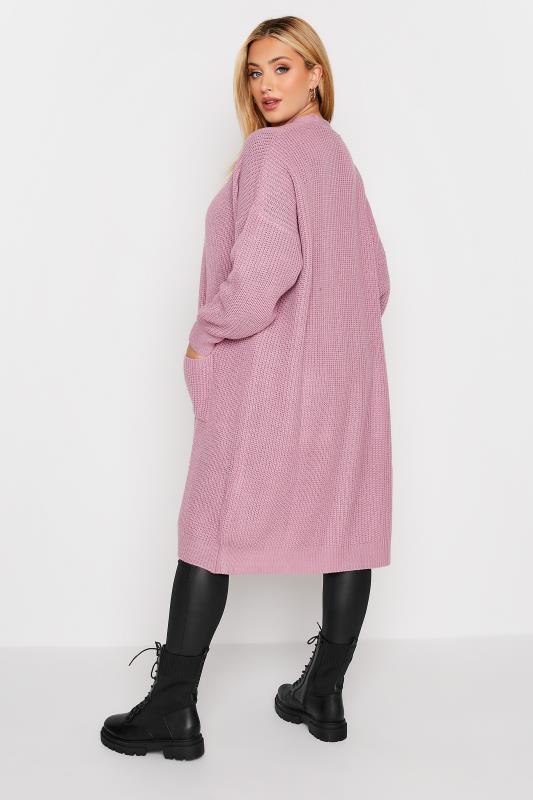 Plus Size Pink Pocket Knitted Midi Cardigan | Yours Clothing 3