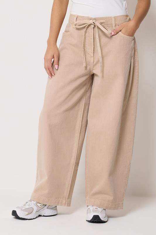 PixieGirl Petite Women's Light Pink Tie Waist Wide Leg Jeans | PixieGirl  2