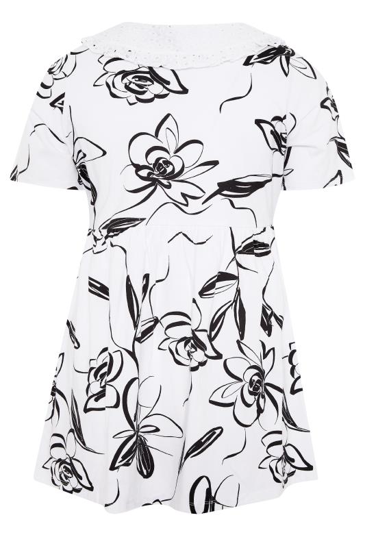 LIMITED COLLECTION White Floral Smock Collared Top_BK.jpg