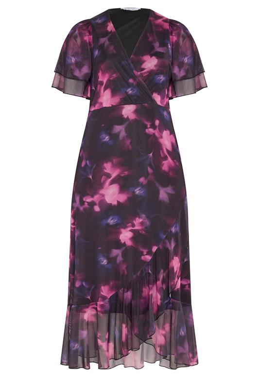 floral ruffle satin wrap maxi dress Kimber Floral Ruffle Maxi Dress  Shop American Threads Boutique Cobalt Floral / L