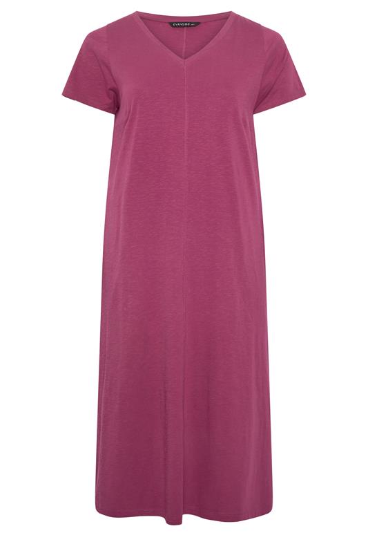 EVANS Plus Size 2 Pack Black & Berry Red Cotton Midi Dress 9