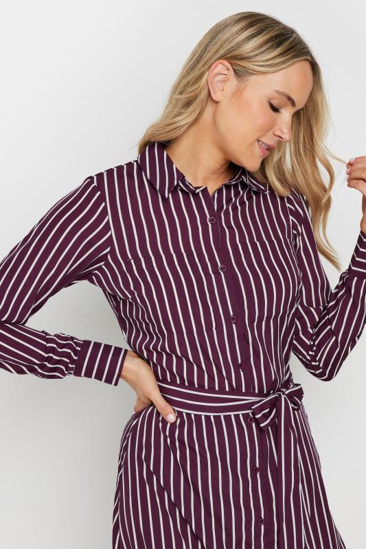 LTS Tall Burgundy Red Striped Long Sleeve Shirt Dress | Long Tall Sally 2