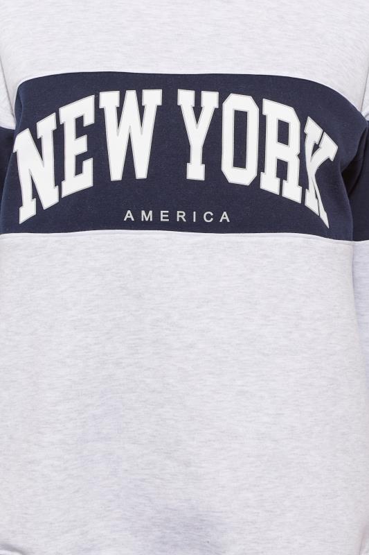 Plus Size Grey Colour Block 'New York' Slogan Varsity Sweatshirt | Yours Clothing 5