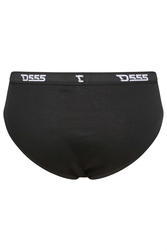 D555 2 PACK Big & Tall Black Branded Front Cotton Briefs | BadRhino 6