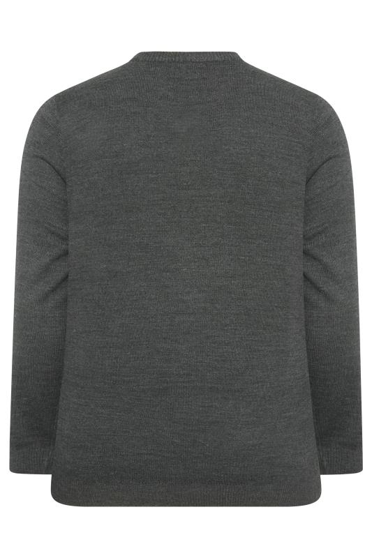 BadRhino Big & Tall Charcoal Grey Essential V-Neck Knitted Jumper 4