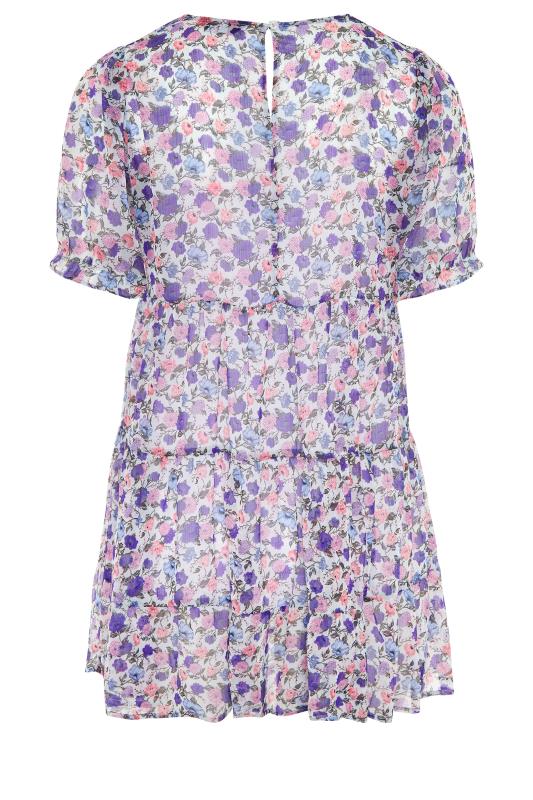 LIMITED COLLECTION Curve Purple Ditsy Floral Tiered Tunic_BK.jpg