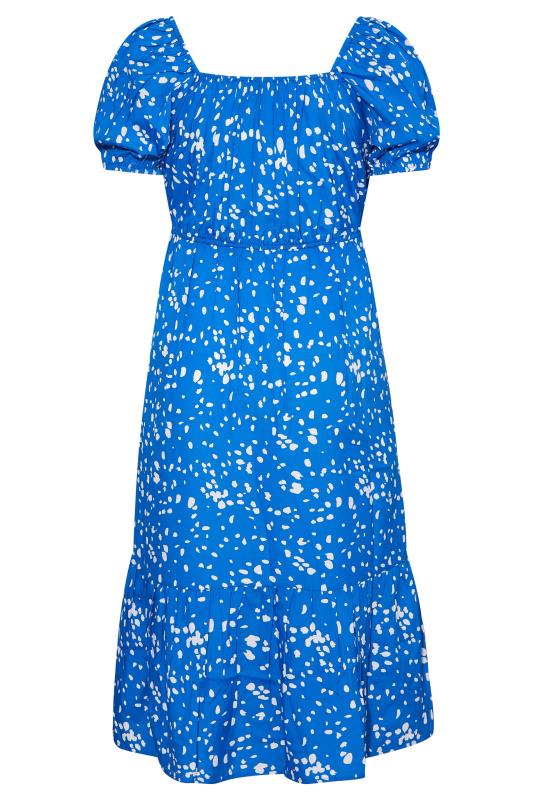 Curve Blue Dalmatian Print Square Neck Midaxi Dress 7
