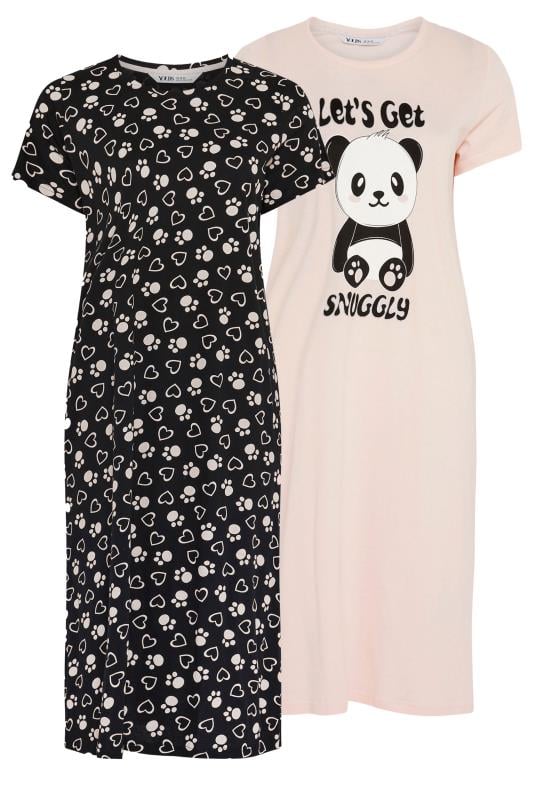 YOURS Plus Size 2 PACK Pink Panda Print Midaxi Nightdresses | Yours Clothing 6