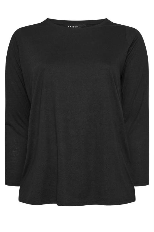 Plus Size Black Cotton Long Sleeve T-Shirt | Yours Clothing 4