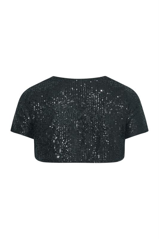 Plus Size YOURS LONDON Black Sequin Embellished Shrug Cardigan | Yours Clothing 7