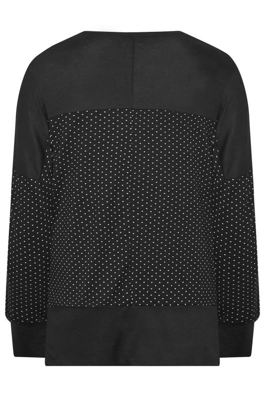 YOURS Plus Size Curve Black & White Polka Dot Panel Top | Yours Clothing 7