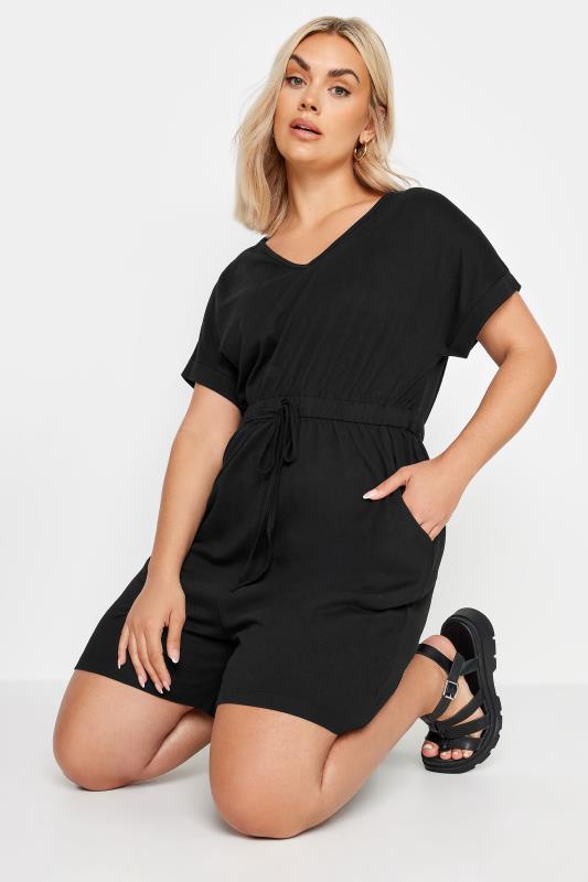 LIMITED COLLECTION Plus Size Black Drawstring Playsuit | Yours Clothing 4