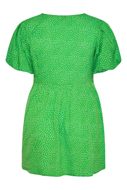 Plus Size Green Spot Print Tie Front Tunic Top | Yours Clothing 7