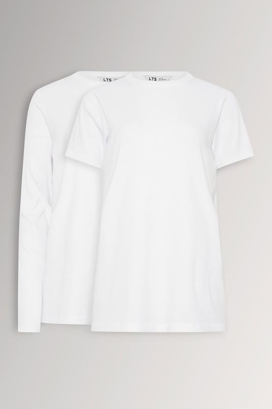  LTS Tall 2 PACK White Short Sleeve & Long Sleeve Top