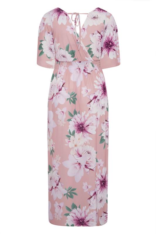 YOURS LONDON Curve Pink Floral Shirred Waist Maxi Dress_BK.jpg