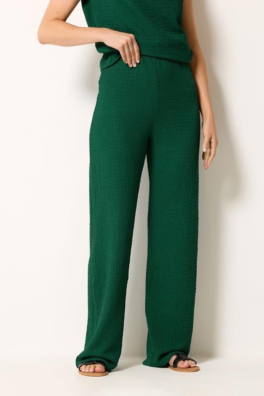 LTS Tall Women's Forest Green Textured Wide Leg Trousers | Long Tall Sally 1