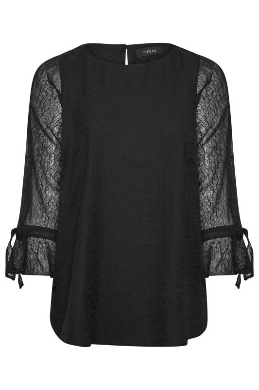 YOURS Plus Size Curve Black Sheer Bell Sleeve Blouse | Yours Clothing  6