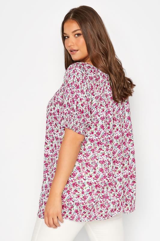 Plus Size White Floral Gypsy Top | Yours Clothing 3