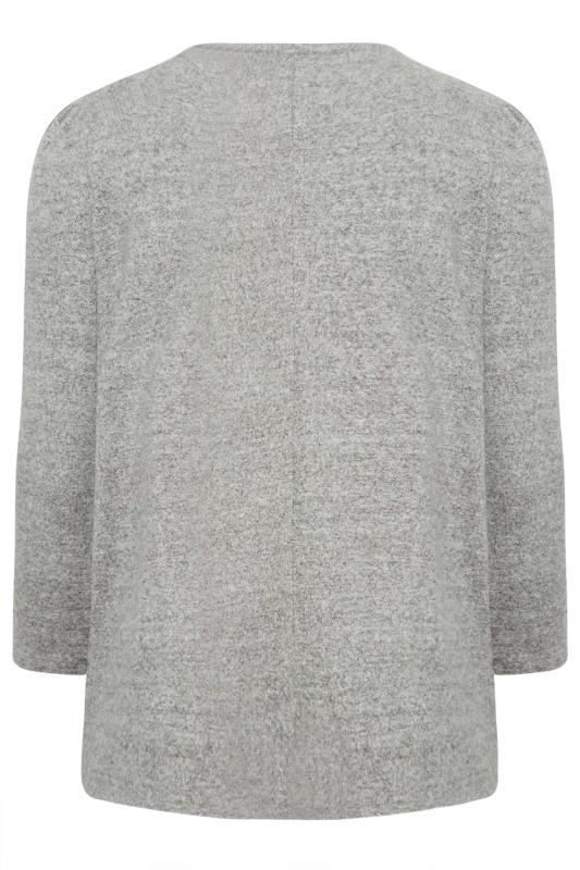 YOURS Plus Size Grey Embellished Soft Touch Jumper | Yours Clothing 7