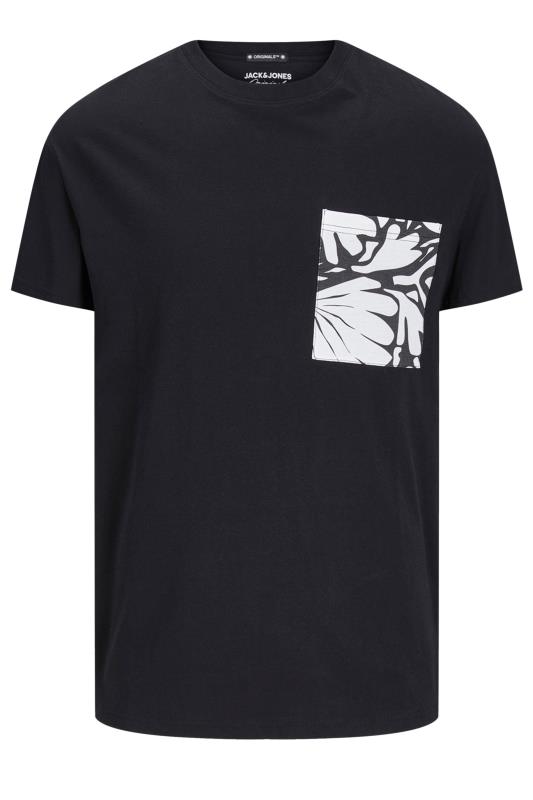 JACK & JONES Big & Tall Black Contrast Pocket Short Sleeve T-Shirt | BadRhino 2