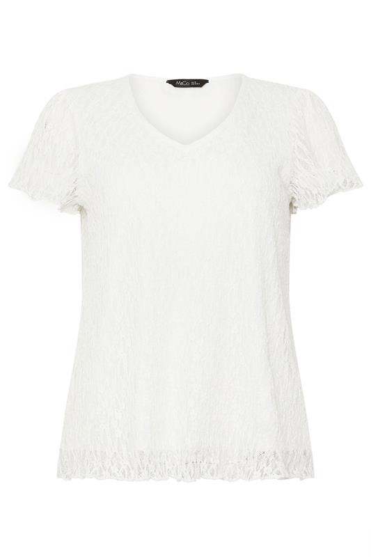 M&Co White Floral Lace V-Neck Top | M&Co 6